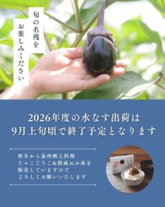 水なすのご注文受付&直売所営業は8/31（月）まで♪